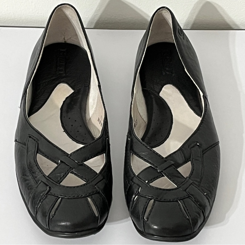 Born Black Cross Weave Leather Hand Crafted Flat